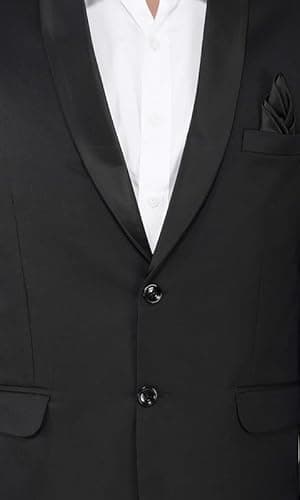 TAHVO Men's Blazer Slim Fit Single Breasted Black Solid Formal Blazer for Men & Boys Size 36 5
