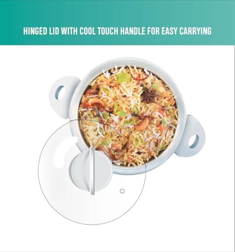 USHA RC18GS2 Steamer 700 Watt Automatic Rice Cooker 1.8 Litres with Powerful Heating Element, Keep Rice Warm for 5 Hrs, 2 Cooking Pans, Steamer, Trivet Plate & more accessories, 5 Yrs Warranty (White) 3