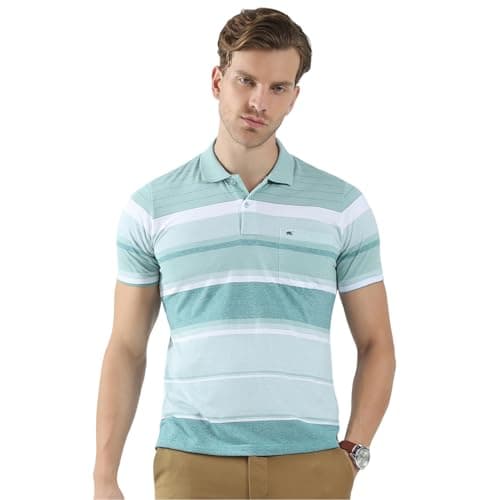 Monte Carlo Men's Regular Fit Polo T-Shirt | Half Sleeve | Striped Pattern| Casual Everyday Wear | Stylish & Comfortable Tshirt for Men Green 3XL_(Pack of 1)