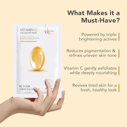 O3+ Facialist Vitamin C Cellulose Face Sheet Mask 30g for Pigmentation and Uneven Skin | Suitable for Men and Women 5