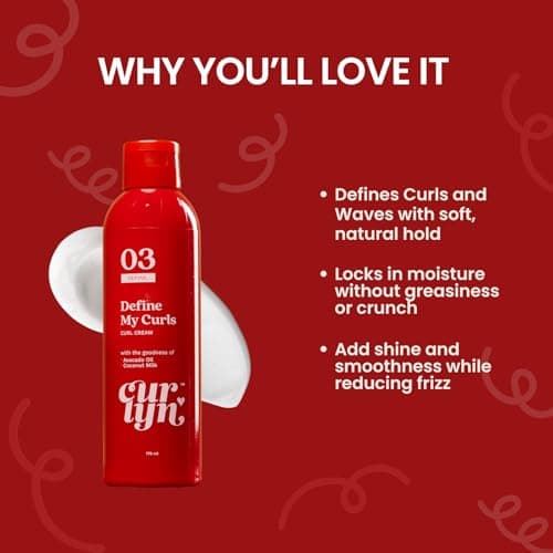 Define My Curls Cream | For Dry, Frizzy, Wavy, Curly Hair |Defines without crunch, moisture lock in, creamy not greasy | No sulphates, silicones, parabens, alcohol, mineral oils | 175 ml 2