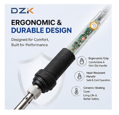 DZK 60W Professional Soldering Iron (Ideal for Soldering Iron Kit Set) - 60 Watt High Power Soldering Machine | Adjustable Temp Solder Iron Gun for Mobile Repairing 3