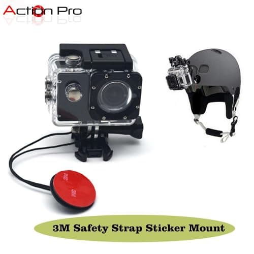 Action Pro Adhesive Mount -1 x Round & 1 x Flat Mount Round Sticky Pads with Insurance Tether Straps Compatible with GoPro Hero 13/12/11/10/9/8/7/6/5/4/3+/3/2/1, Insta360, YI & EKEN 4K Action Cameras 2