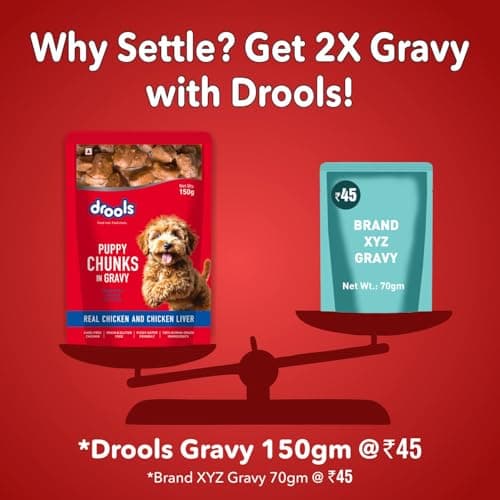 Drools Puppy Wet Dog Food 0.9kg (150g x 6 Packs) | Real Chicken & Chicken Liver Chunks in Gravy | Better Digestibility & Overall Health | Supports Healthy Skin & Coat | Maintains Joint Health 4
