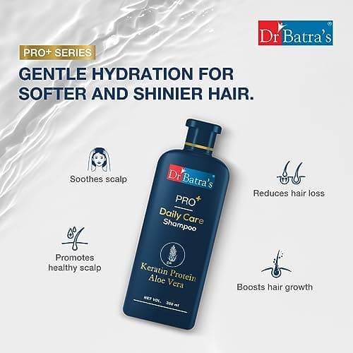 Dr Batra's® PRO+ Daily Care Shampoo| With Aloevera & Keratin Protein|Mild Shampoo, Sulphate & Paraben Free|Daily Care Natural Protein Shampoo, protects from daily tear|Suitable for Men & Women, 350ml 4