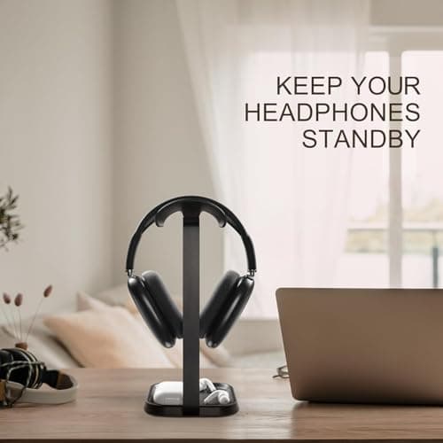 OIVO INDIA Aluminum Headphone Stand for Desk, Premium Metal Gaming Headset Holder with Anti-Slip Base, Universal Desktop Headphone Stand Compatible with PlayStation 5 Headsets (Black) 2