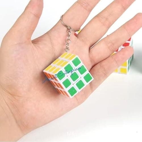 ANANT ENTERPRISES 6 Pcs Mini 3x3 Magic Speed Puzzle Cube Keychain – Keyring Key Chain Toy for Kids & Adults – Return Gifts Bulk, Pinata Filler, Birthday Party Favors, Goody Bag Stuffers (Pack Of 6) 5