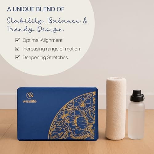 WiseLife Printed Yoga Blocks | Yoga Brick (Pack of 2, Extra Large Size), High-Density EVA Foam Soft Surface for Balance, Support & Performance, Strength Training Exercise (Midnight Blue) 5