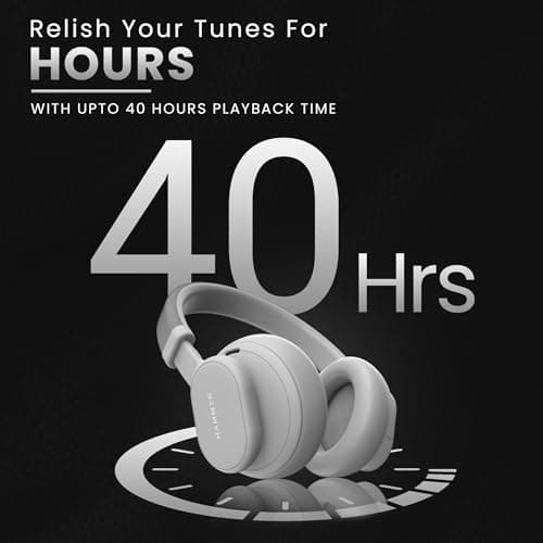 HAMMER Bash Max Over The Ear Wireless Bluetooth Headphones with Mic, Touch Control, Deep Bass, Upto 40 Hours Playtime, Bluetooth 5.3, Workout/Travel (Cool Grey) 5