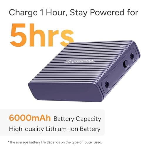 Ambrane Mini Powerbank/UPS 12V WiFi Router Modem, Backup Upto 5 Hours, 3x2000mAh = 6000mAh Battery | Output up to 2A, WiFi Router Power Backup for Electricity Cuts,Portable Ups (CyberVolt 2,Purple) 3