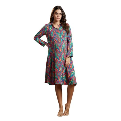 MomToBe Women's Rayon Maternity Dress/Pregnancy Dress/Easy Breastfeeding Dress/Feeding Dress/Western Dress with Zippers for Nursing Pre and Post Pregnancy (Multicolor ; Large)