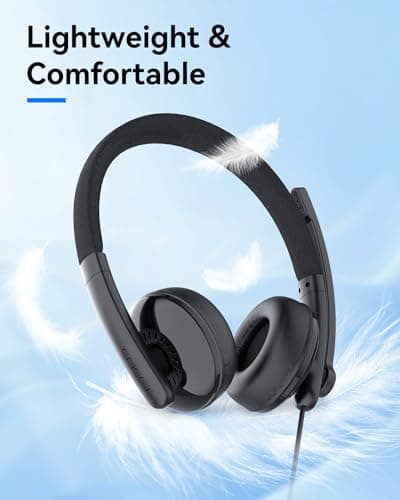 EMEET HS50 Wired Headset with Mic, On-Ear Computer Headphones with Noise Cancelling Microphone, USB-A/USB-C, Adjustable Design, in-line Control for Home Office Online Class Teams Zoom, All Day Comfort 2