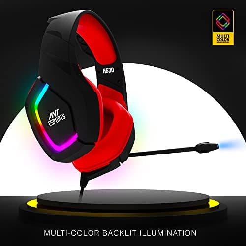 Ant Esports H530 Gaming Headset with Microphone for Pc, Xbox One Series X/s, Ps4, Ps5, Switch, Stereo Wired Noise Cancelling Over-Ear Headphone with Mic, RGB, for Computer, Laptop, Mac, Nintendo-Red 4