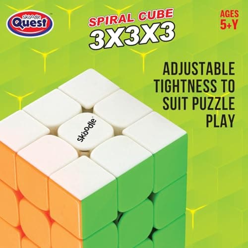 Skoodle Quest Spiral Stickerless Cube 3X3X3 | High Performance, Fast & Smooth Speedcube Turning Puzzle | Stress Buster & Brain Teaser for Kids & Adults | Anti-Pop & Durable | Multi 5
