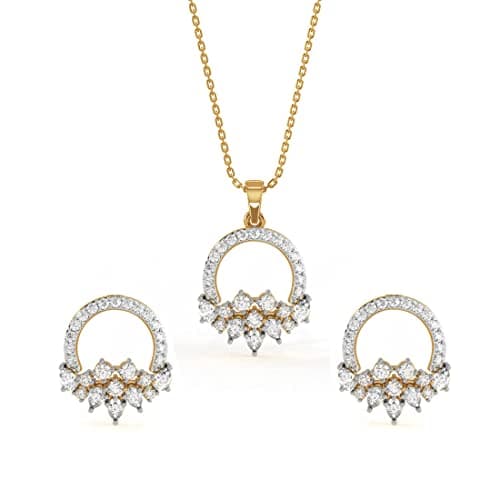 Clara 925 Sterling Silver Tica Pendant Earring Chain Jewellery Set | Gold Rhodium Plated, Swiss Zirconia | Gift for Women & Girls