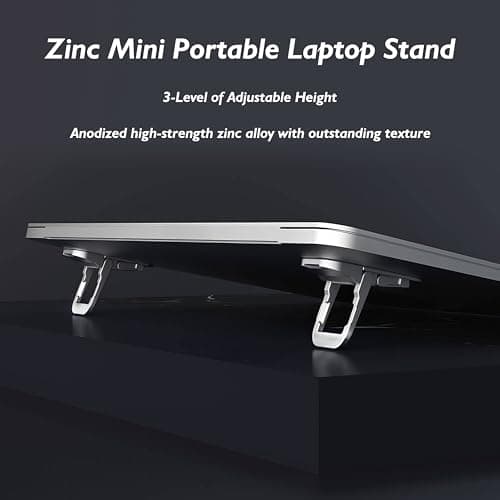 smashtronics Premium Metal Laptop Stand - Foldable, Height Adjustable Laptop Double kick Stand (Kickstand Silver) 4