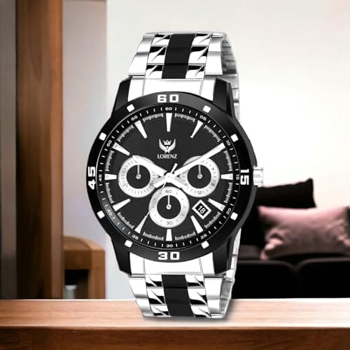 LORENZ Gift Combo Set for Men | Stylish Steel Analog Watch, PU Leather Wallet & UV Sunglasses | Gift Box for Birthday, Anniversary, Corporate Gifting 3
