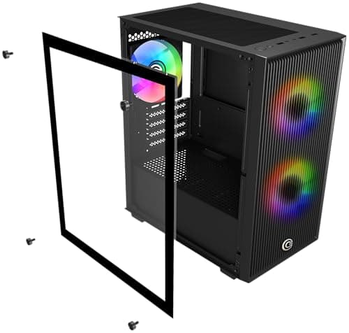 Circle Miniator M1 Mid- Tower Computer Case | Gaming Cabinet - Black| Support M-ATX, ITX | Pre- Installed 2 x 120mm Front and 1 x 120mm Rear ARGB Mirror Fans 5