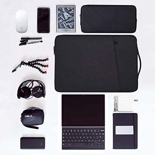 Dynotrek Zipper 15.6 inch Laptop Sleeve Case, with Charger Pouch Shockproof Protective Notebook Cover, Accessory Pocket, Briefcase Carrying Computer Hand Bag, HP, ASUS, Dell, Lenovo, Acer -Black 2