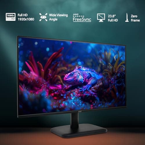 acer EK240Y P6 P6 23.8 Inch IPS Full HD Backlit LED Monitor I 144Hz Refresh Rate, 1MS VRB Response Time, AMD FreeSync I 1 x VGA 1 x HDMI with Inbox HDMI Cable I Zero Frame Design I Eye Care I Black 2