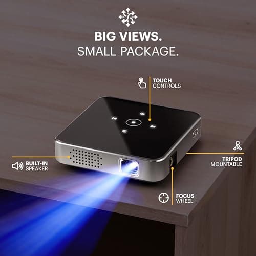 Kodak Ultra Mini Rechargeable Pocket Projector – DLP Pico Black Projector 100” Display, HDMI/USB/Micro SD, Built-in Speaker & Carrying Case 3