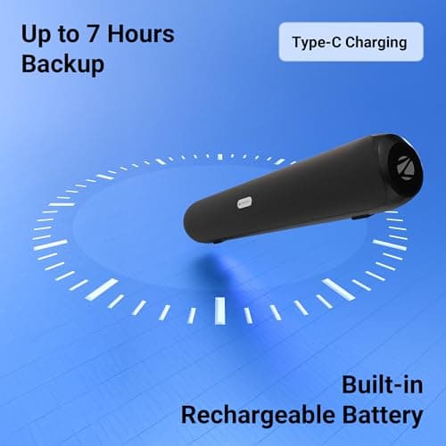 Zebronics Wireless Bluetooth Soundbar, 26 Watts, Upto 7 Hours Playback, Dual 52mm Drivers, Dual Passive Radiators, LED Indicator, TWS, Fabric Finish, Type-C Charging, USB, AUX (Vita Bar 203) 4