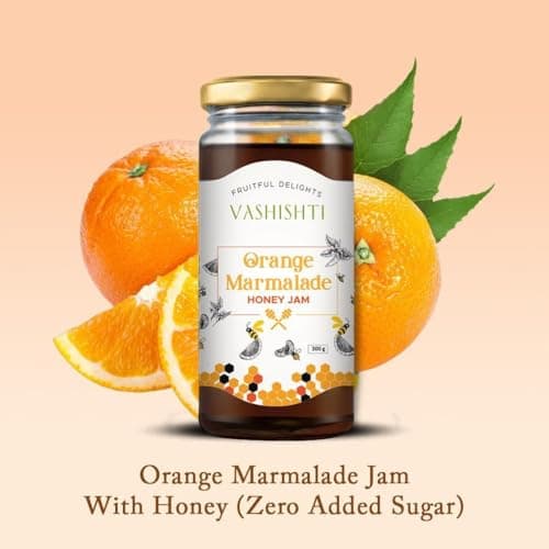 Vashishti Orange Marmalade Honey Jam (Zero Added Sugar) | Naturally Sweetened with Pure Honey | Made with Fresh Oranges | No Artificial Additives | 300g 3