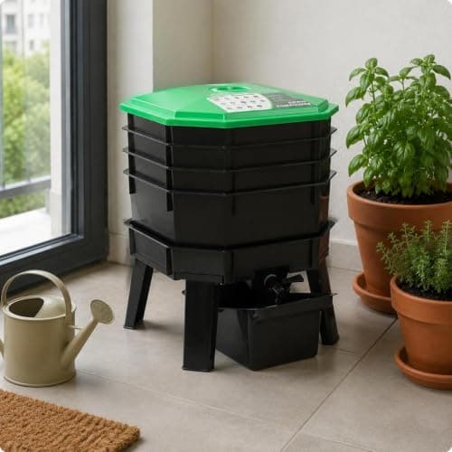 LOOM TREE Worm Compost Bin Easy to Use Vermicompost Bin Worm Farm Tray for Garden, Balcony, Patio 2