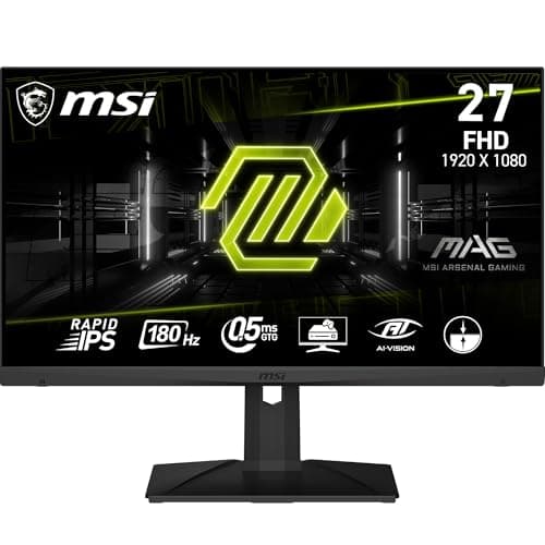MSI MAG 275F 27 Inch FHD Gaming Monitor - 1920 x 1080 Rapid IPS Panel, 180 Hz / 0.5ms (GtG, Min.),115% sRGB Colour Gamut, Frameless Design, HDR Ready - DisplayPort 1.4, HDMI™
