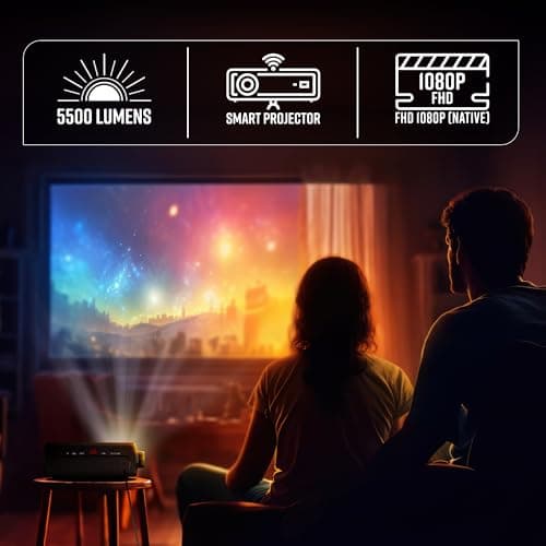 ZEBRONICS PIXAPLAY 15 Smart LED Projector with Dolby Audio, 5500 lumens, 4K Support, 180 Inch Screen Size, Supports Miracast, Bluetooth, USB, HDMI, WiFi, APP Support, 1080p Native 4