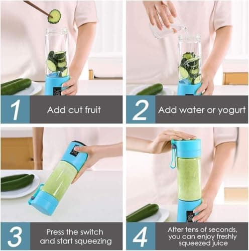 MAA HANSWAHINI ENTERPRISE Portable 6-Blade USB Rechargeable Juicer Blender with Built-in Bottle – Fruit Mixer Grinder for Juices, Smoothies & Milkshakes – Travel-Friendly Blender (Multi Colour) 4