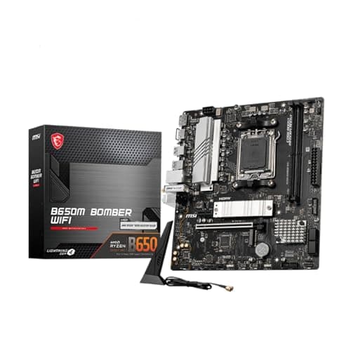 MSI B650M Bomber WiFi Motherboard, Micro-ATX - AMD Ryzen 9000/8000/ 7000 Series Desktop Processors, Socket AM5 - DDR5 Memory Boost 7800+ MT/s (OC), PCIe 4.0 x16 Slot, M.2 Gen4 Slot