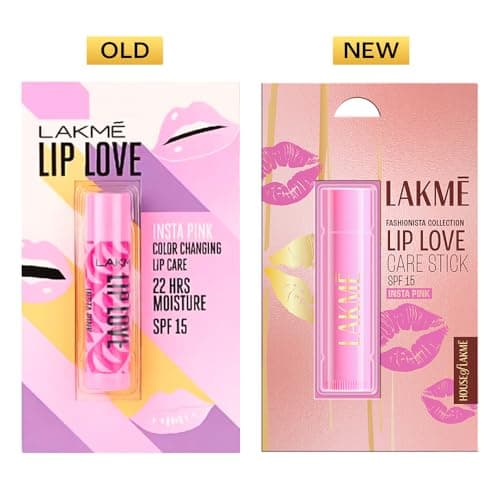 Lakme Lip Love Care Stick Insta Pink, with 10% Vitamin E Complex, nourished with Shea & Cocoa Butter and enriched with Almond & Jojoba Oil for 24hr moisturization in just 1 swipe, with SPF 15, 4.5g 2