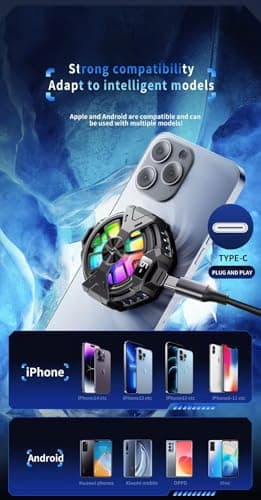 Cubonic Magnetic Mobile Cooling Fan Radiator Semiconductor with LED Light & Retractable Mobile Holding Clip (p60 with display) 5