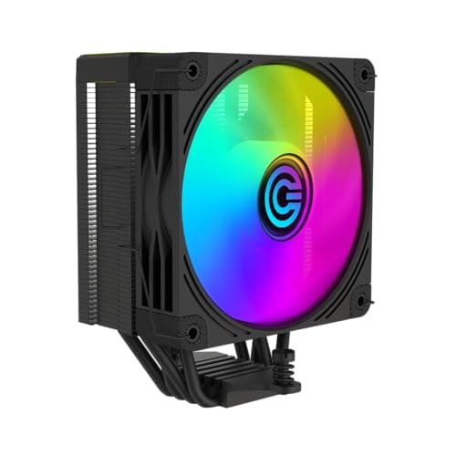 Circle Gaming CG 4P ARGB CPU Air Cooler Mirror Close-Loop-120mm Fan | Support AMD & Intel CPU Socket AM5, AM4 / LGA 1700, 1200, 1151, 1150| PWM Case Fans | 63 CFM Airflow | 4 Heat Pipes | Black 2