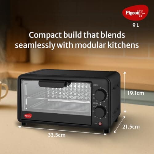 Pigeon Oven Toaster Grill (12381) 9 Liters OTG Without Rotisserie for Oven Toaster and Grill for Grilling and Baking Cakes (Grey) 4