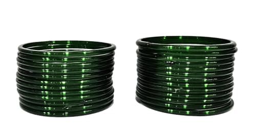Tanush Women’s Plain Glass Bangle Set Traditional Bangles Chudi Set For Daily Wear Party And Festive Use (Pack Of 24) (Green, 2.4) 2