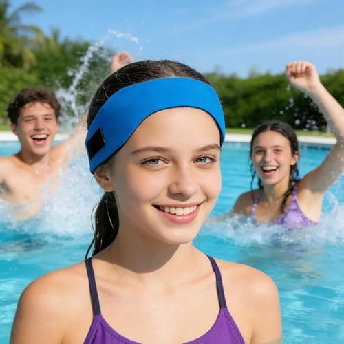 3pcs Swimming Headband, Swimming Cap for Men and Women, Reusable Swim Headwear for Pool and Beach 5
