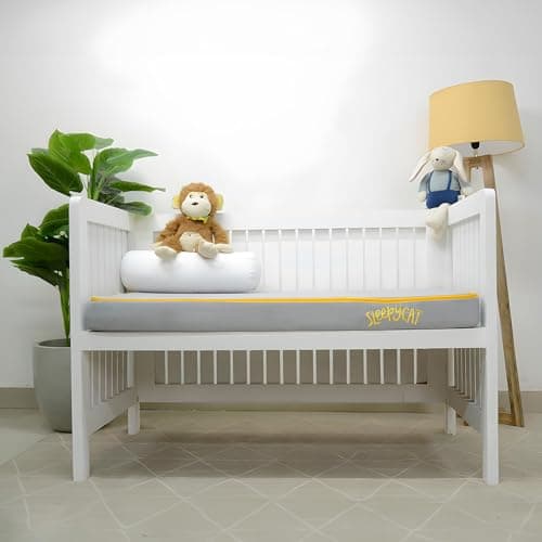SleepyCat Baby Mattress for Crib & Toddler Bed | High Density Foam with Medium Firm Support | Waterproof Washable Cover | Hypoallergenic & Breathable | 48x24x4 Inch
