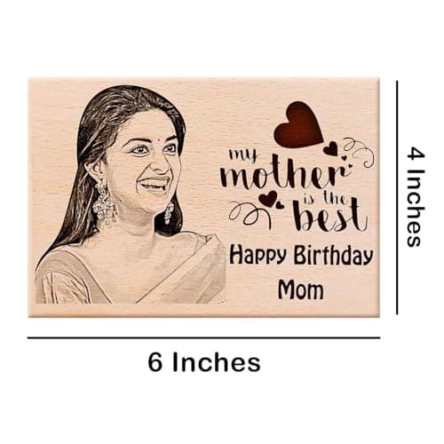 Incredible Gifts India Personalized Wooden Engraved Rectangular Photo Frame For Mother's Day (6x4 Inches, Wood), Tabletop 4