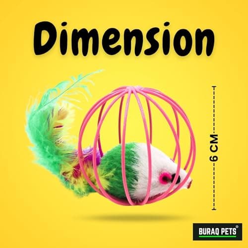 BURAQ 2 Pcs Cat Ball Toy, Cute & Fun Interactive Caged Rats Rolling Cat Balls, Mouse Ball Toys Cat Toys for Kittens 6