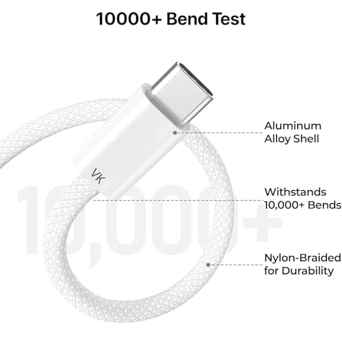 DR VAKU® USB-A to Type C 3A Fast Charging Original Cable 480Mbps Data Transfer Nylon Braided for iPhone 17/16/15, Samsung Galaxy S25 Ultra,S24, S23, S21, S22, OnePlus, Vivo & other ctype Devices- 1M 3