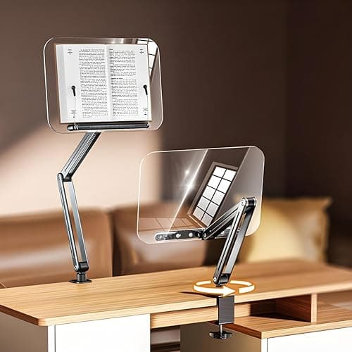 Sunchhaya Transparent Acrylic 360° Rotating Reading Stand Adjustable Height Book Holder | Multi-Angle Ergonomic Desk Stand for Reading | Foldable Clear Book Stand for Study & Office (R87)