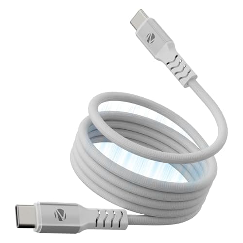 Zebronics Type C - Type C Magnetic Braided Cable, 60 Watts, Upto 480Mbps Data Sync, Fast Charging, 1 M, Compatible with iPhone 15 & 16 Series, iPad, MacBook, Samsung, Android (Wattz 60MCC1, White)