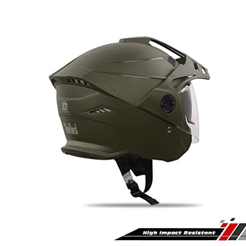 Steelbird Sbh-23 Gt Plus Open Face Isi Certified Motorcycling Helmet With Inner Sun Shield (Medium 580 Mm, Dashing Battle Green) 5