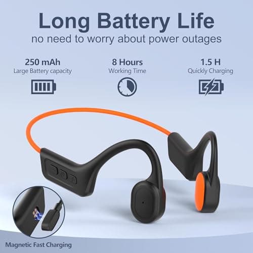 SilisoundTek Bone Conduction Headphones,Upgraded IPX7 Waterproof Wireless Earbuds,Open Ear Headphones Bluetooth 5.3 with Mic,10H Playtime for Running,Cycling,Hiking,Gym,Workout (Light Orange) 5