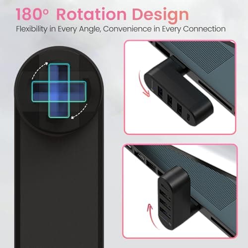 Portronics MPort Spin 4-in-1 USB Hub Dock with Type-C, USB 3.0 SuperSpeed, Rotating USB Plug, 2-Port USB 2.0 High-Speed, for Laptop, PC (Black) 3