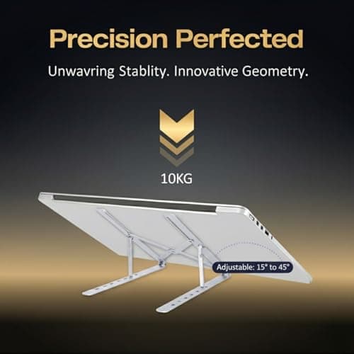 Onscare Adjustable Aluminum Laptop Stand 7 Angle Ergonomic Foldable Portable Riser Holder for Desk, Compatible with MacBook, Dell, HP, Lenovo & All Laptops/Tablets (Silver) 4