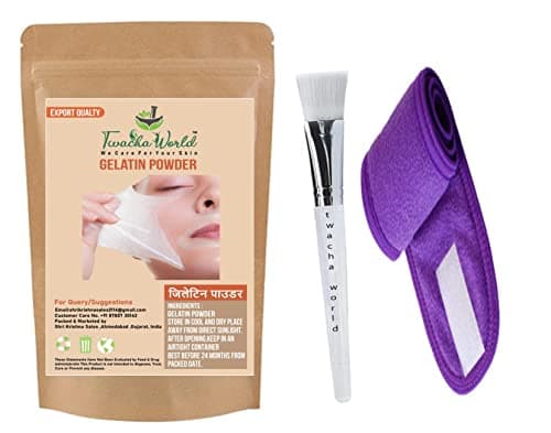 Twacha world Twacha world Gelatin Powder for Face Mask/Hair removal (Skin Care), With Facial Band AND Brush (25)