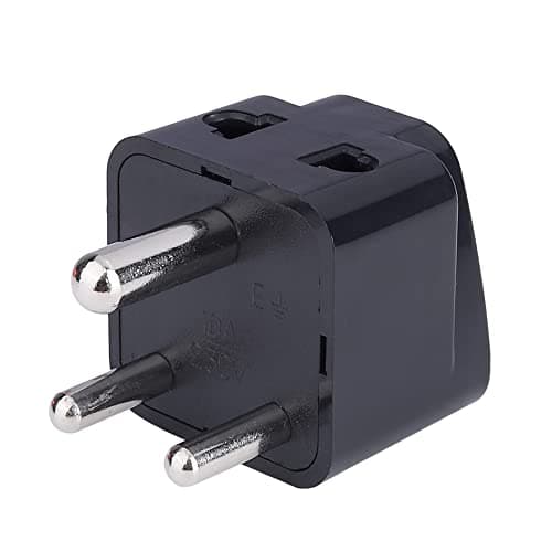 MX Universal Travel Adapter Type D to India – 2‑in‑1 Conversion Plug for UK/USA/China/EU – Surge Protection & Safety Shutters – Black 2